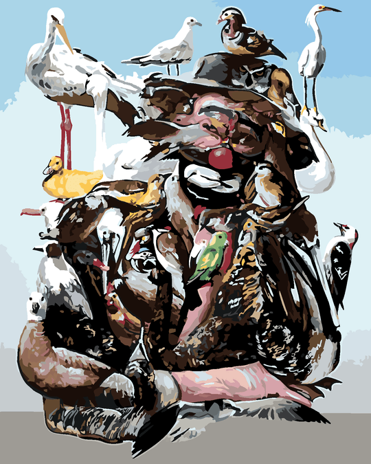 Diamond painting - AUS TIEREN ZUSAMMENGESETZTER TRAURIGER CLOWN (D. RUSTY RUST)
