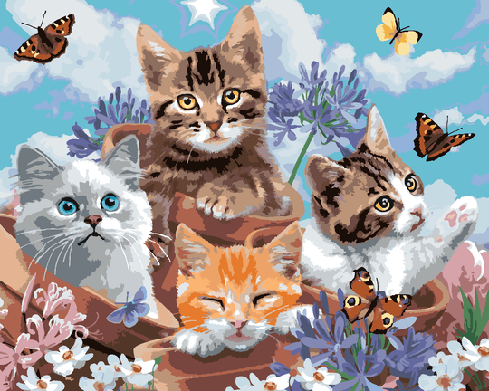 Diamond painting - KATZEN IM BLUMENTOPF UND SCHMETTERLINGE (HOWARD ROBINSON)
