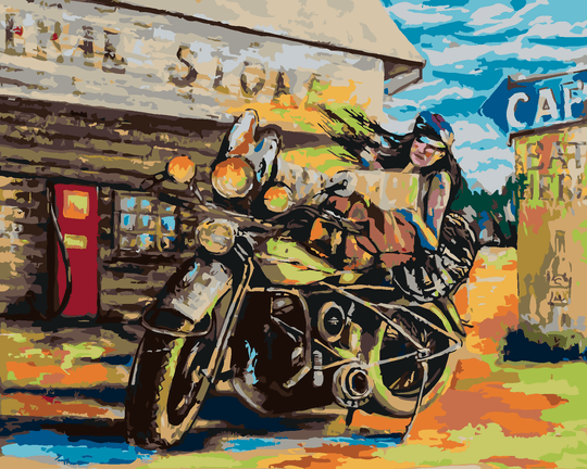 Diamond painting - FRAU UND MOTORRAD