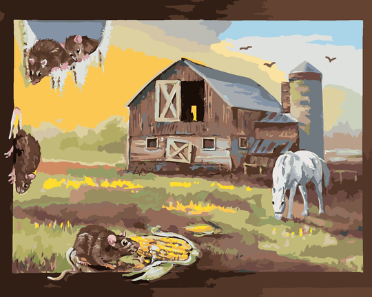 Diamond painting - RATTE AUF DEM BILD EINES BAUERNHOFES UND EIN PFERD (D. RUSTY RUST)
