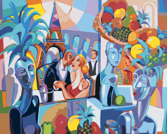 Diamond painting - ABSTRAKTES RESTAURANT IN PARIS