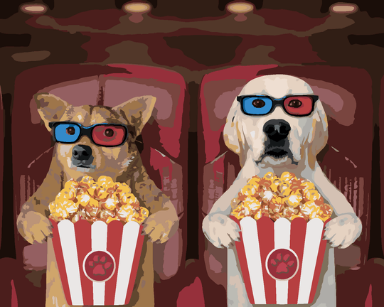 Diamond painting - HUNDE IM KINO