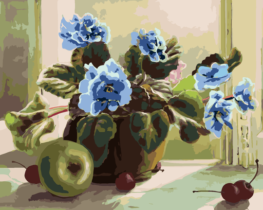 Diamond painting - BLAUE BLUMEN UND FRÜCHTE