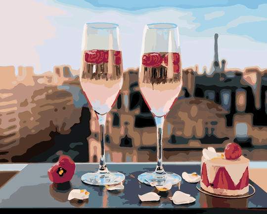 Diamond painting - WEINGLÄSER IN PARIS