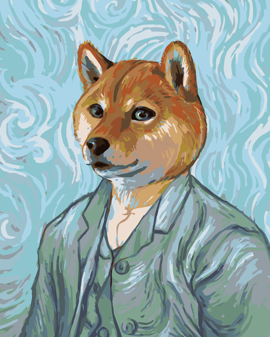 Diamond painting - VINCENT VAN GOGH MIT EINEM HUNDEKOPF