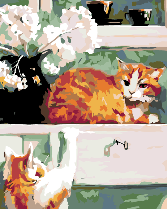 Diamond painting - KATZEN UNTER DEM FENSTER