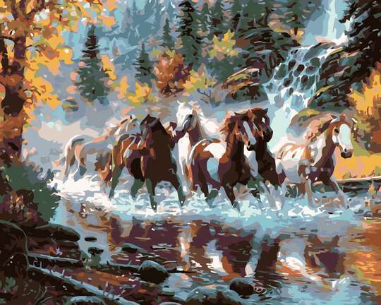 Diamond painting - HERDE VON PFERDEN
