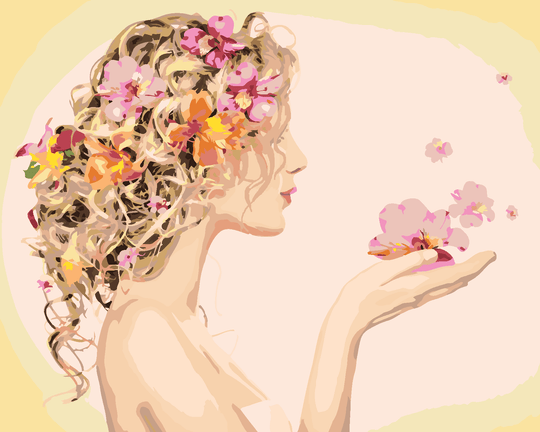 Diamond painting - FRAU UND IHRE FRISUR MIT BLUMEN