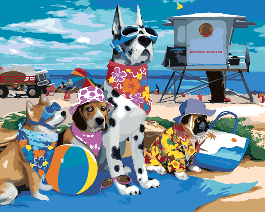 Diamond painting - HUNDE AUF EINEM AUSFLUG ZUM STRAND (HOWARD ROBINSON)