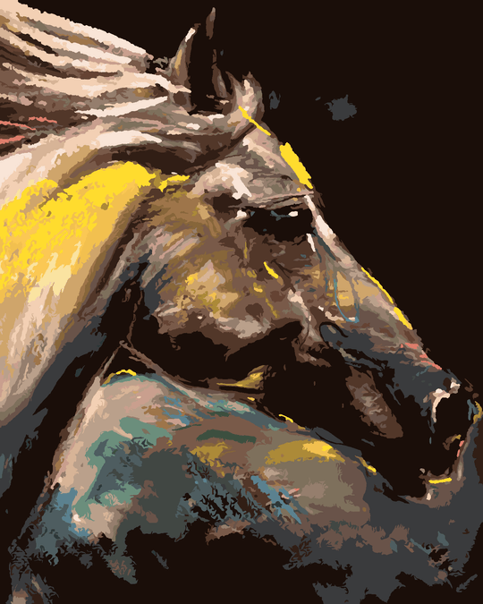 Diamond painting - PORTRÄT EINES BUNTEN PFERDES