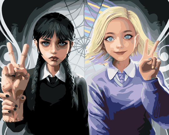 Diamond painting - ZEICHEN WEDNESDAY UND ENID