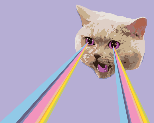 Diamond painting - KATZEN UND REGENBOGENLASER