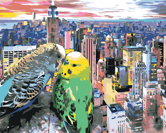 Diamond painting - ZWEI VERLIEBTE SITTICHE IN NEW YORK