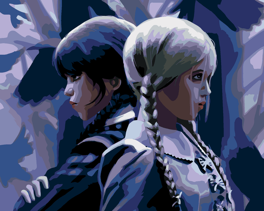 Diamond painting - ZEICHEN WEDNESDAY UND GOODY ADDAMS