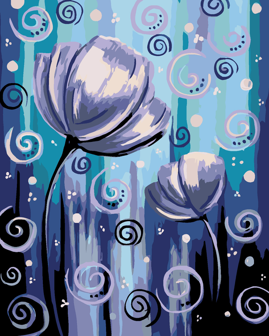 Diamond painting - BLUMEN UND KLEINE SPIRALEN