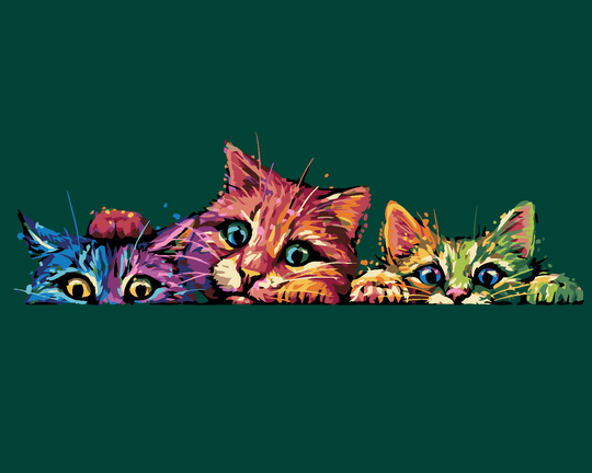 Diamond painting - FARBIGE KATZEN