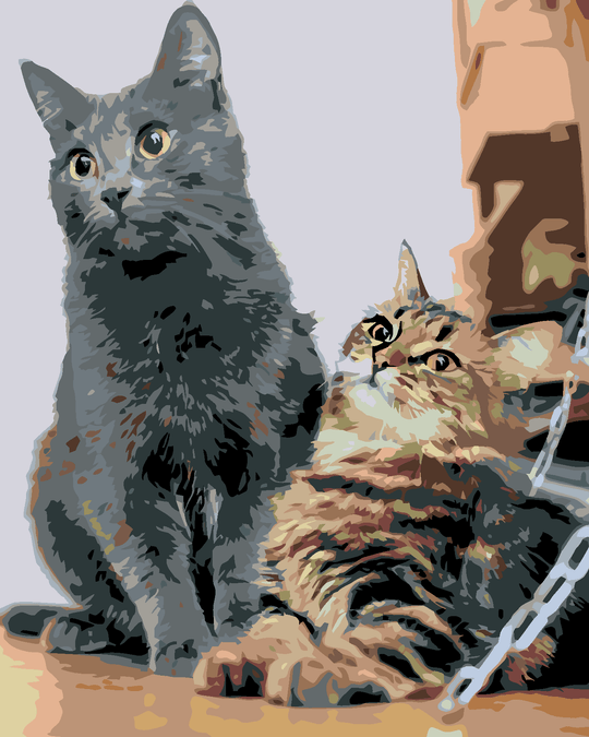Diamond painting - WARTENDE KATZEN