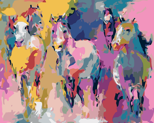 Diamond painting - BUNTE PFERDEHERDE