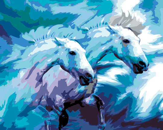 Diamond painting - ZWEI PFERDE IN BLAU