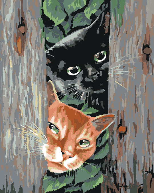 Diamond painting - LAUERNDE KATZEN