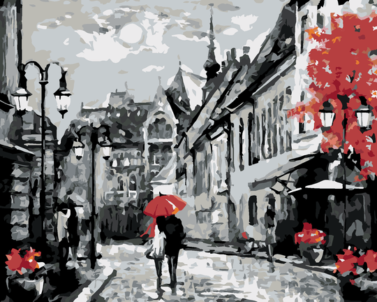Diamond painting - MENSCHEN UNTER DEM REGENSCHIRM IN BUDAPEST