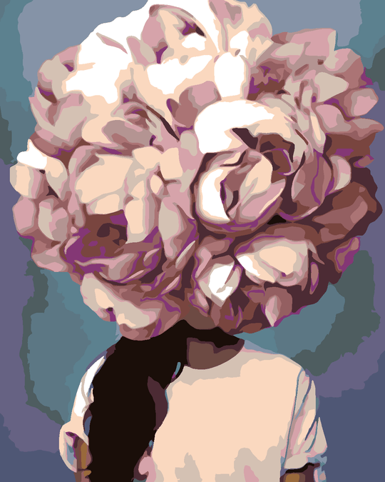 Diamond painting - FRAU MIT DEM KOPF IN EINER BLUME - ROSA
