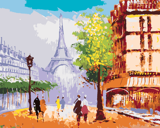 Diamond painting - EIFFELTURM IN PARIS STRASSENANSICHT
