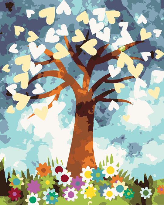 Diamond painting - HERZBAUM UND BLUMEN