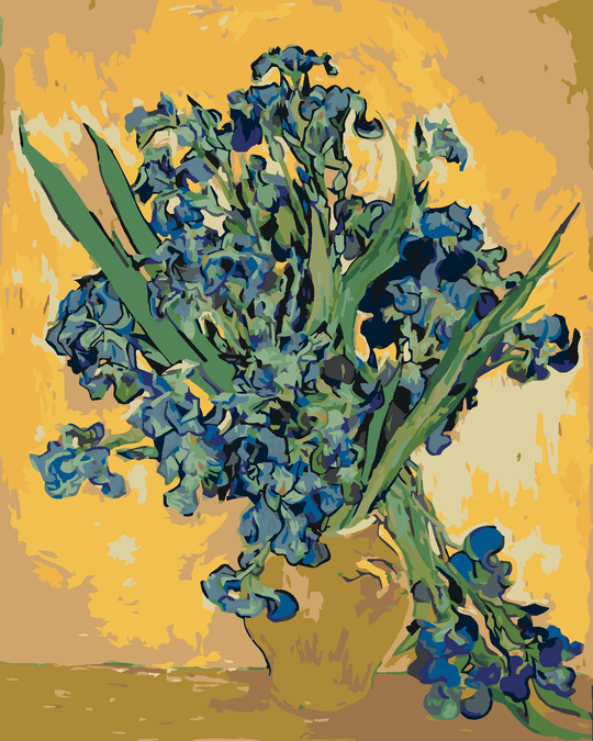Diamond painting - STILLLEBEN, VASE MIT IRIS VOR GELBEM HINTERGRUND (VINCENT VAN GOGH)