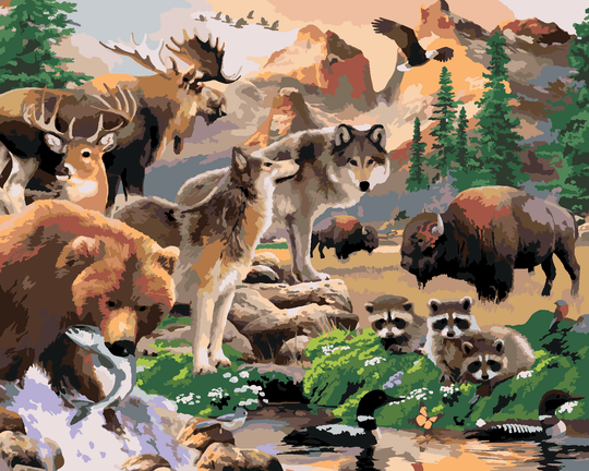 Diamond painting - WILDE TIERE IM TAL (HOWARD ROBINSON)