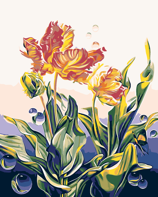 Diamond painting - BLÜHENDE BLUMEN UND BLASEN