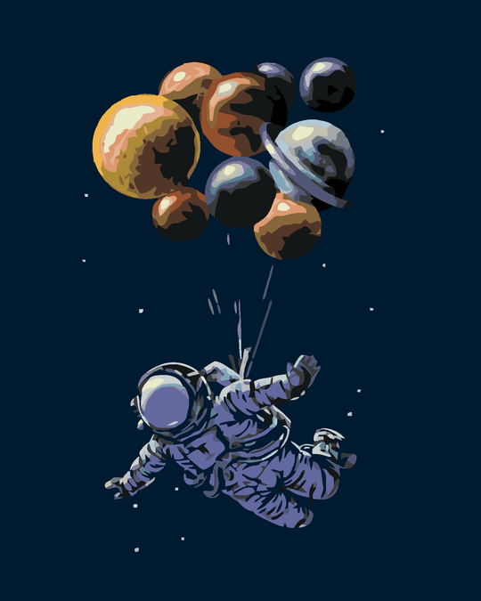 Diamond painting - ASTRONAUT UND LUFTBALLONS