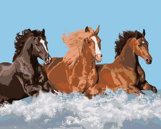 Diamond painting - DREI PFERDE IM WASSER