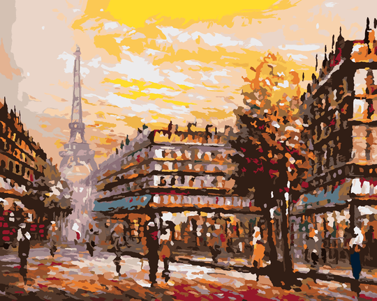 Diamond painting - BELEBTE STRASSE IN PARIS