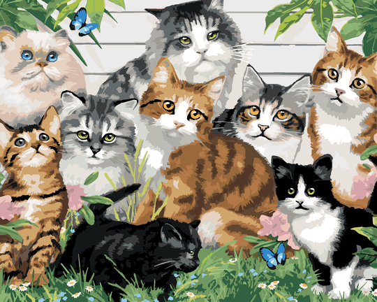 Diamond painting - BUNTE KATZEN VOR DEM HAUS (HOWARD ROBINSON)
