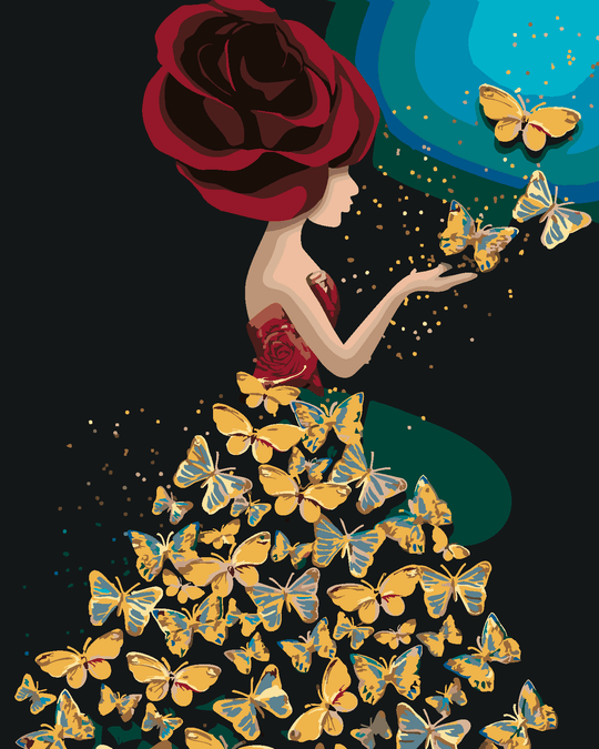 Diamond painting - FRAU UND SCHMETTERLINGSKLEID