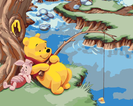 Diamond painting - WINNIE PUUH UND SCHWEINCHEN ANGELN