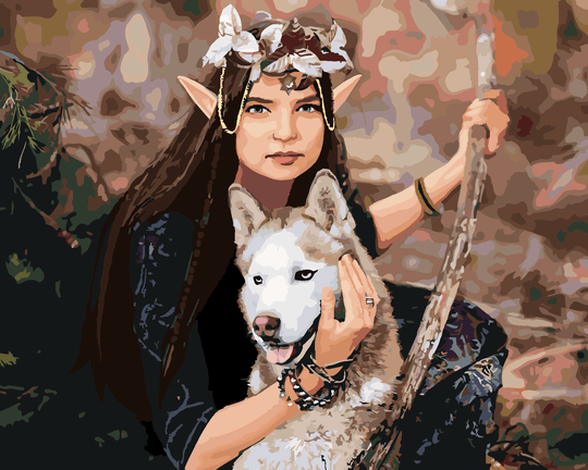 Diamond painting - ELFENPRINZESSIN UND WOLF