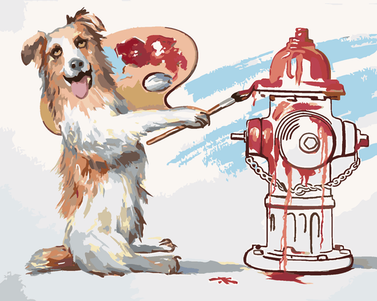 Diamond painting - HUND ALS MALER (D. RUSTY RUST)