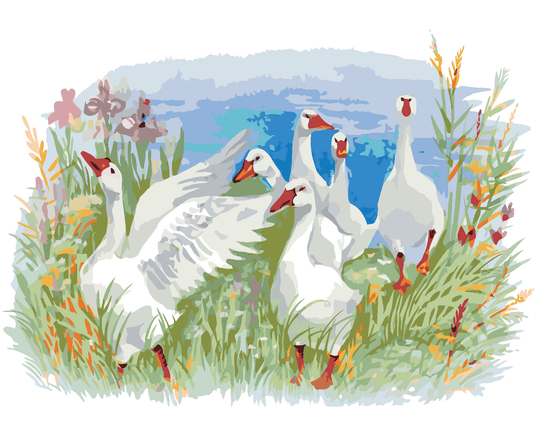 Diamond painting - GÄNSE AUF DEM BAUERNHOF